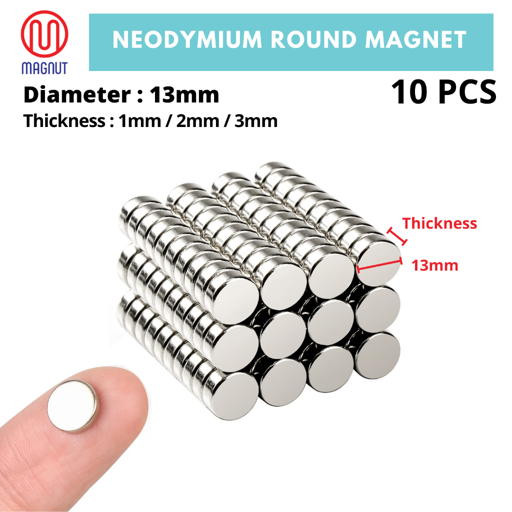 10pcs - 13mm * 1mm / 2mm / 3mm Rare Earth Neodymium Round Magnet