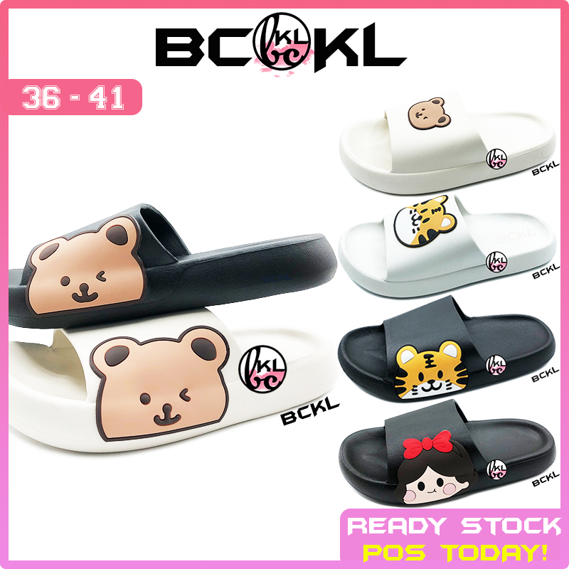 【 BCKL 】Women's Cartoon Couple Slides | Soft Shoes Bear Tiger Bunny Sandals Slippers | Kasut Rumah Perempuan Kartun