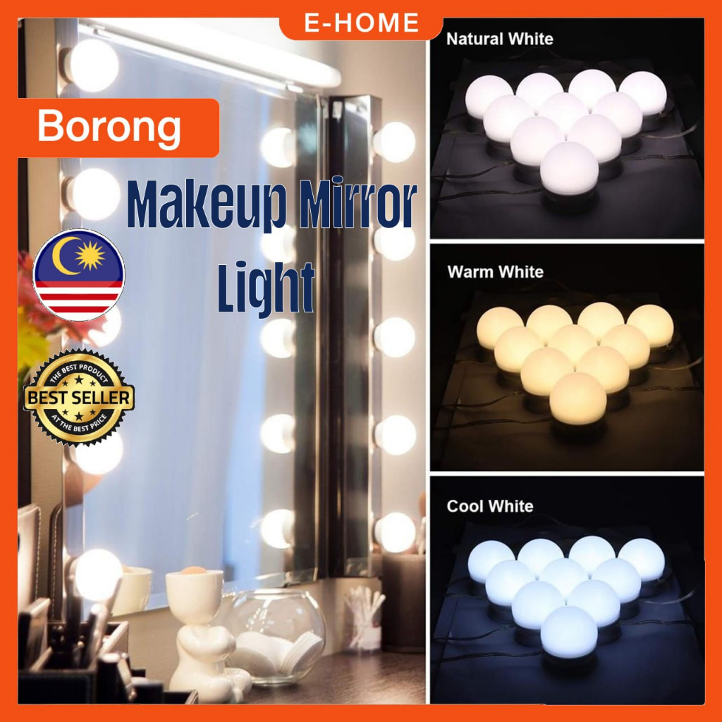 Makeup Mirror Light Hollywood Bulbs 10 LED Bulb Dimmable 3 Mode USB Plug LED Vanity Mirror Lamp Kit String 化妆灯泡 镜前灯