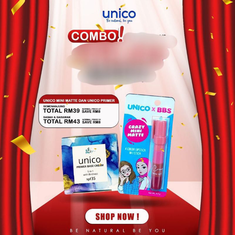 UNICO COMBO primer 5in1 dan lipstick 4in1