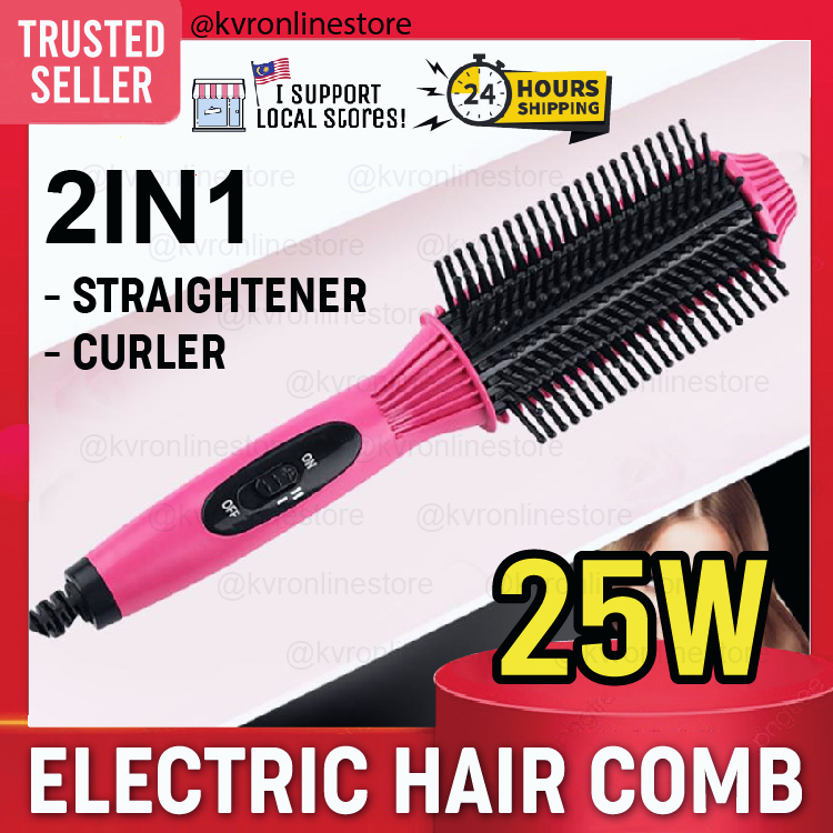 Nova 2in1 Hair Straightener Comb Brush Electric Hair Straightening Curler Brush / Sikat Rambut Elektrik