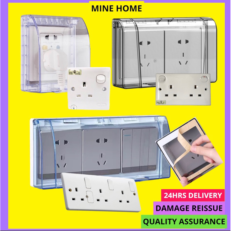 Toilet Bathroom Transparent Self-adhesive Switch Waterproof Protect Cover Socket Power Protection Box Family