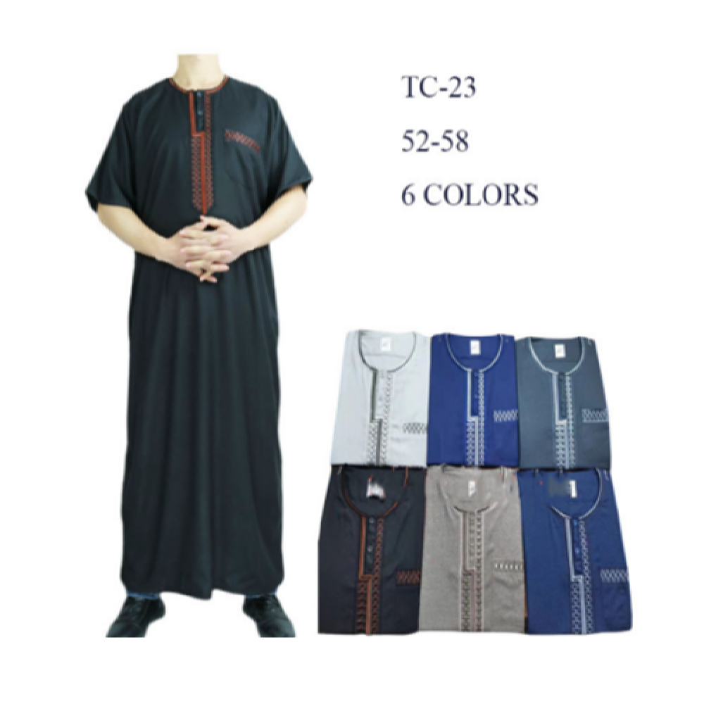 Short Sleeve Thobe Casual Tarawih Men Boys jubbah round neck robe jubah design summer TC23