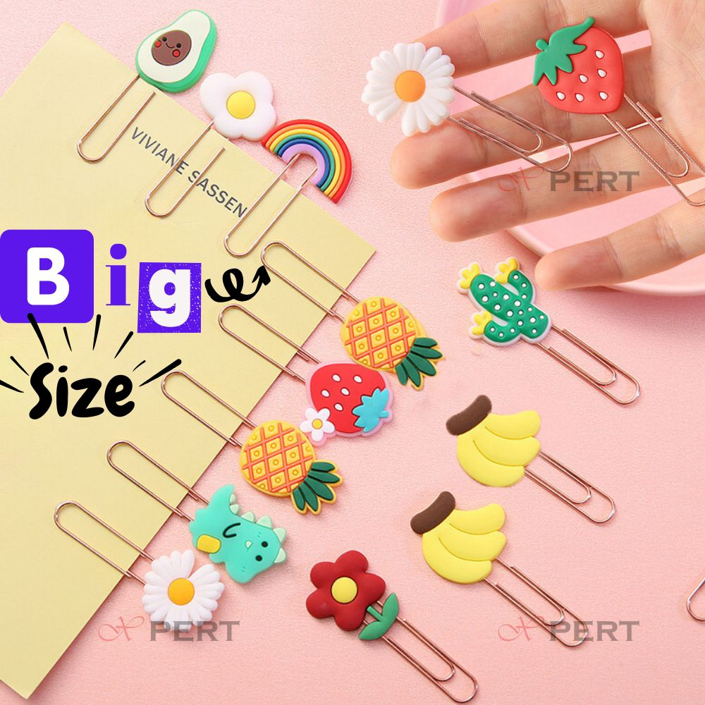 Cute Cartoon BIG JUMBO Size 6cm Paper Clip Dino Strawberry Kawaii Triangle Paperclip Bookmark Klip Korean metal kid kids