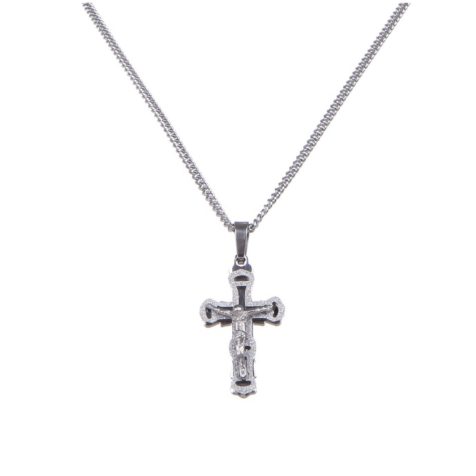 {Ready Stock Malaysia} Christian Catholic Jewelry Gift Stainless Steel Crucifix/Chain - Silver - Design C