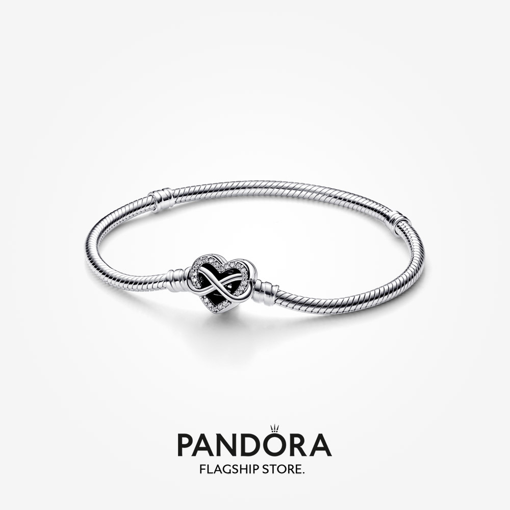 Pandora Moments Sparkling Infinity Heart Clasp Snake Chain Bracelet