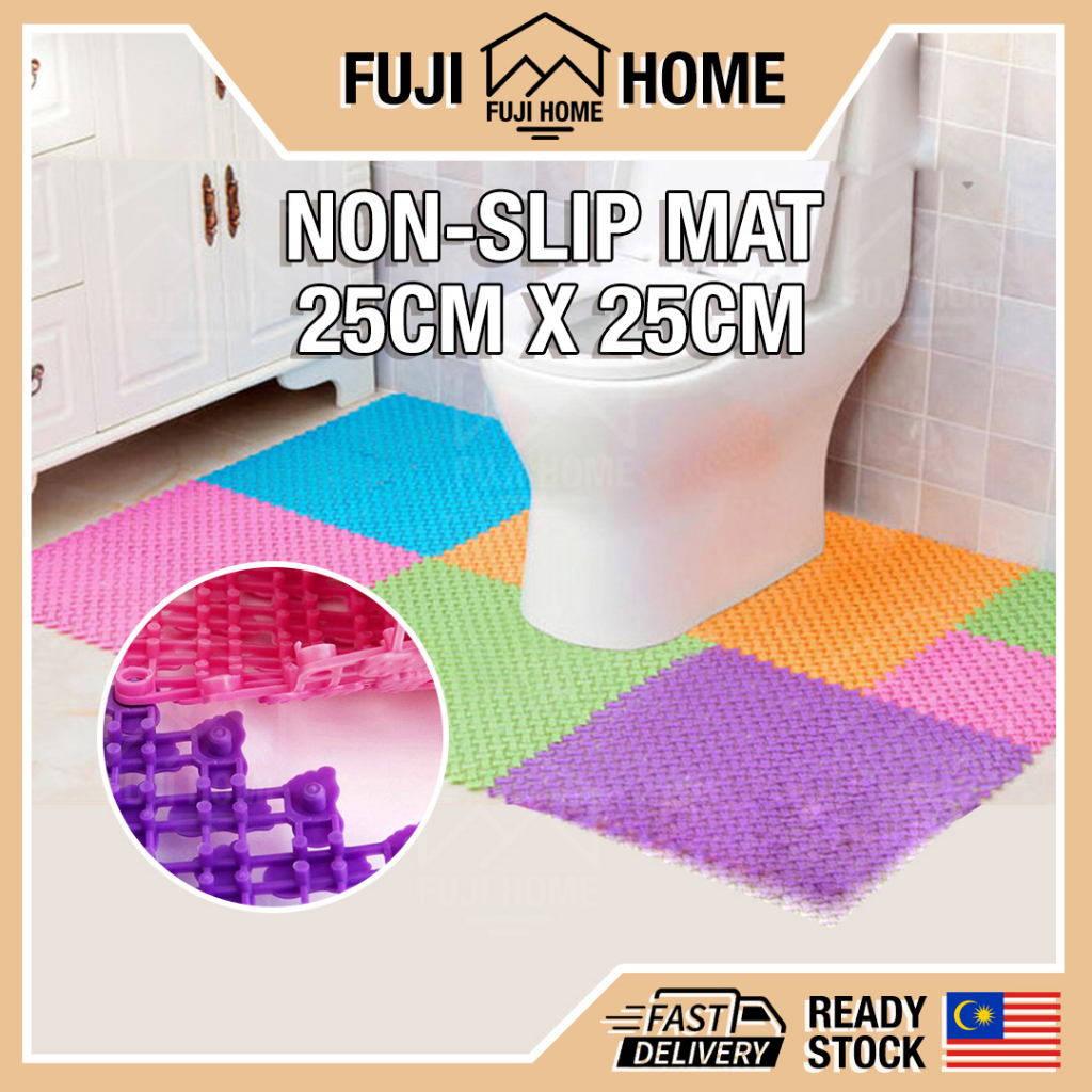 READY STOCK 25CM Anti Slip Splicing Non-slip Splicing Mat Floor Mat PVC Kitchen Bathroom Toilet Floor Mat Non Slip Mat