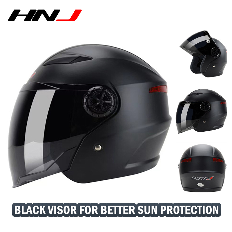 HNJ Motorcycle Helmet Motor Murah Half Cut Open Face(Suit 56-62CM) Rider Electric Bike