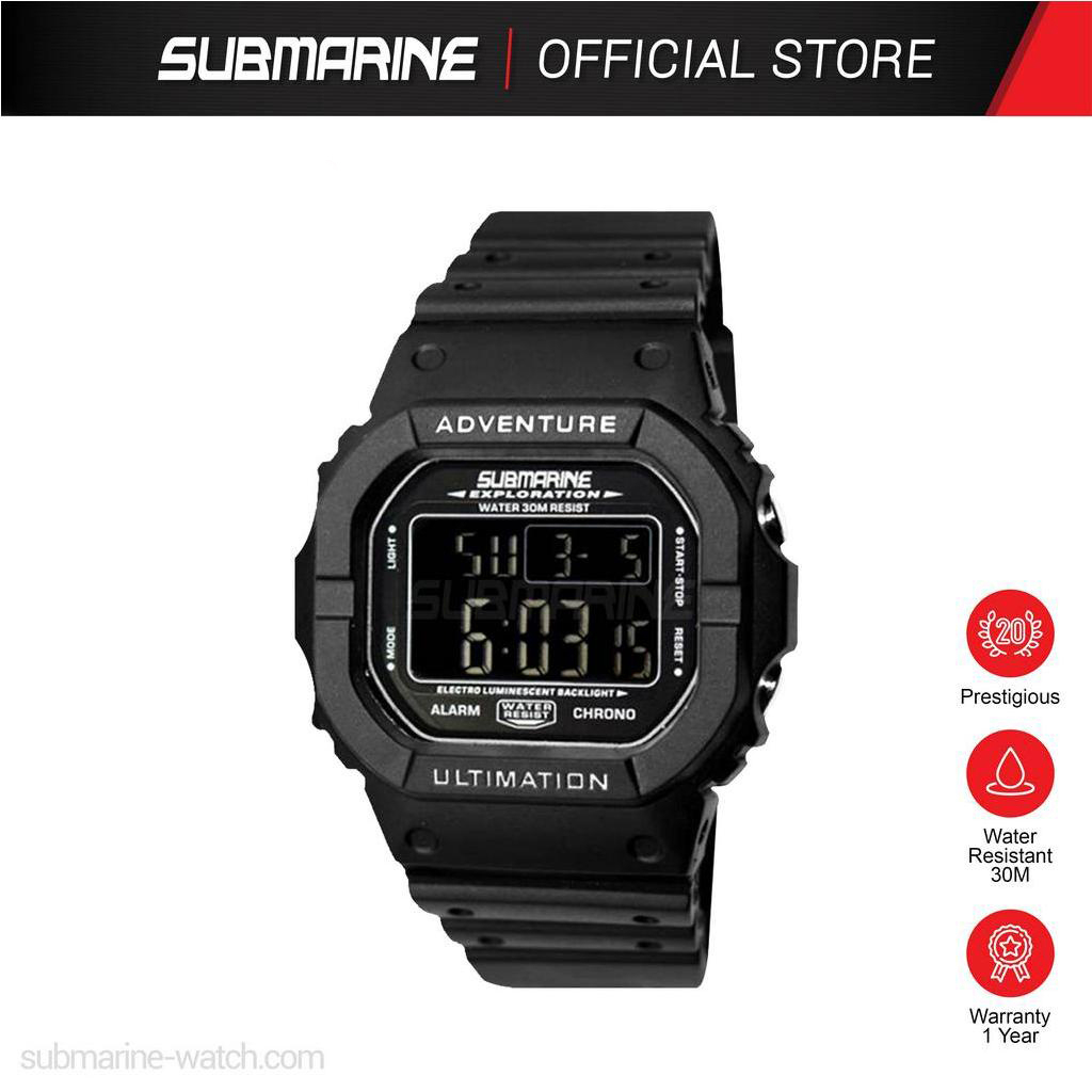 SUBMARINE Stylish Digital Men Watch EL Light Cool Display Sports Watch Chronograph Jam Tangan Lelaki TP-1373-M-PS(B)