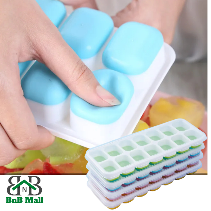 14 Grid Silicone Ice Tray Ice Cube Maker Baby Food Puree Mold Container Lid Bekas Pembuat Ais Batu 硅胶冰格辅食盒