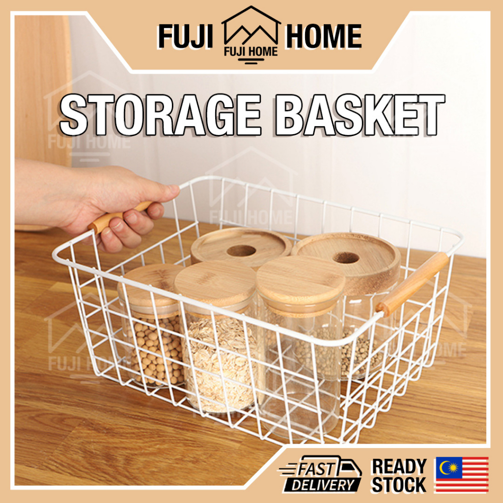 READY STOCKMultipurpose Steel Square Desktop Storage Box Food Storage Organizer Basket Storage Rack Bathroom Storage