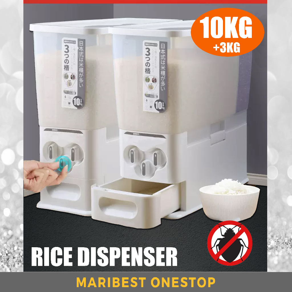 13KG RICE DISPENSER Rice Storage BOX Rice Storage Bin Rice Bucket Rice Box Large Sealed Grain Container Bekas Beras 米桶