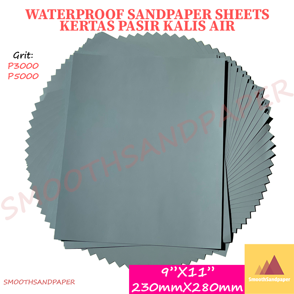 Sandpaper Sheet Waterproof Abrasive Paper Kertas Pasir Kalis Air 9"X11" (230mmX280mm) 乳胶纸耐水砂纸 抛光研磨镜面 干湿两用 image 3