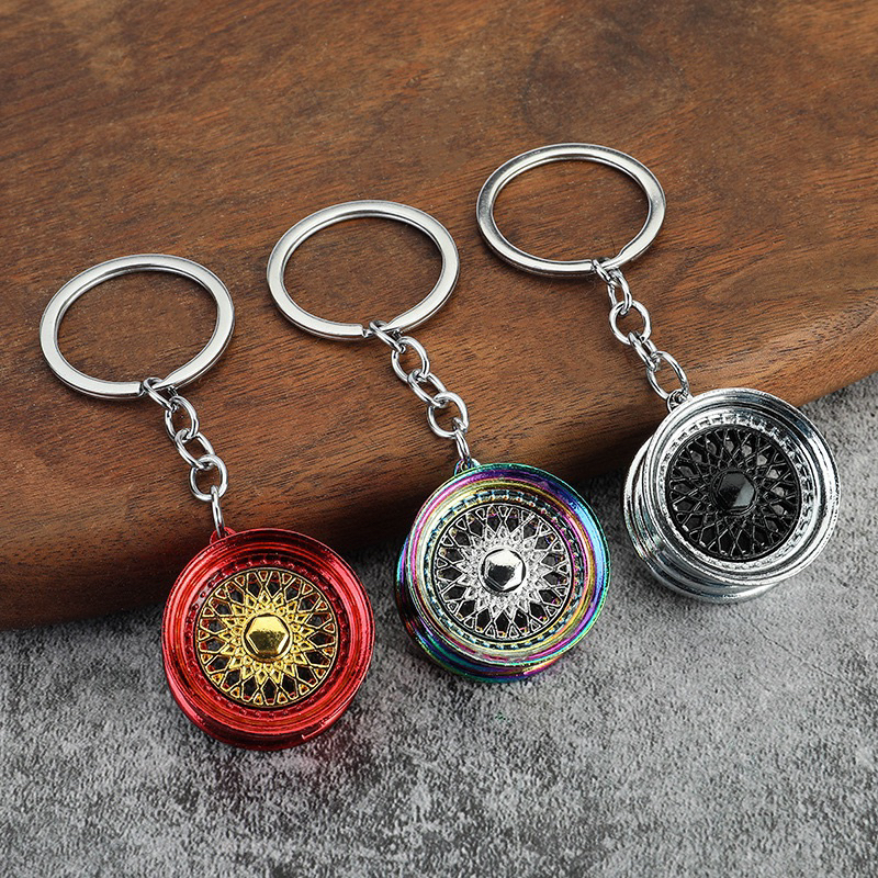 Car Modification Hub Keychain Manual Lever Car Metal Keychain sport rim TE37, SSR, Enkei Turbo Gear Pendant ♨HOT SELL