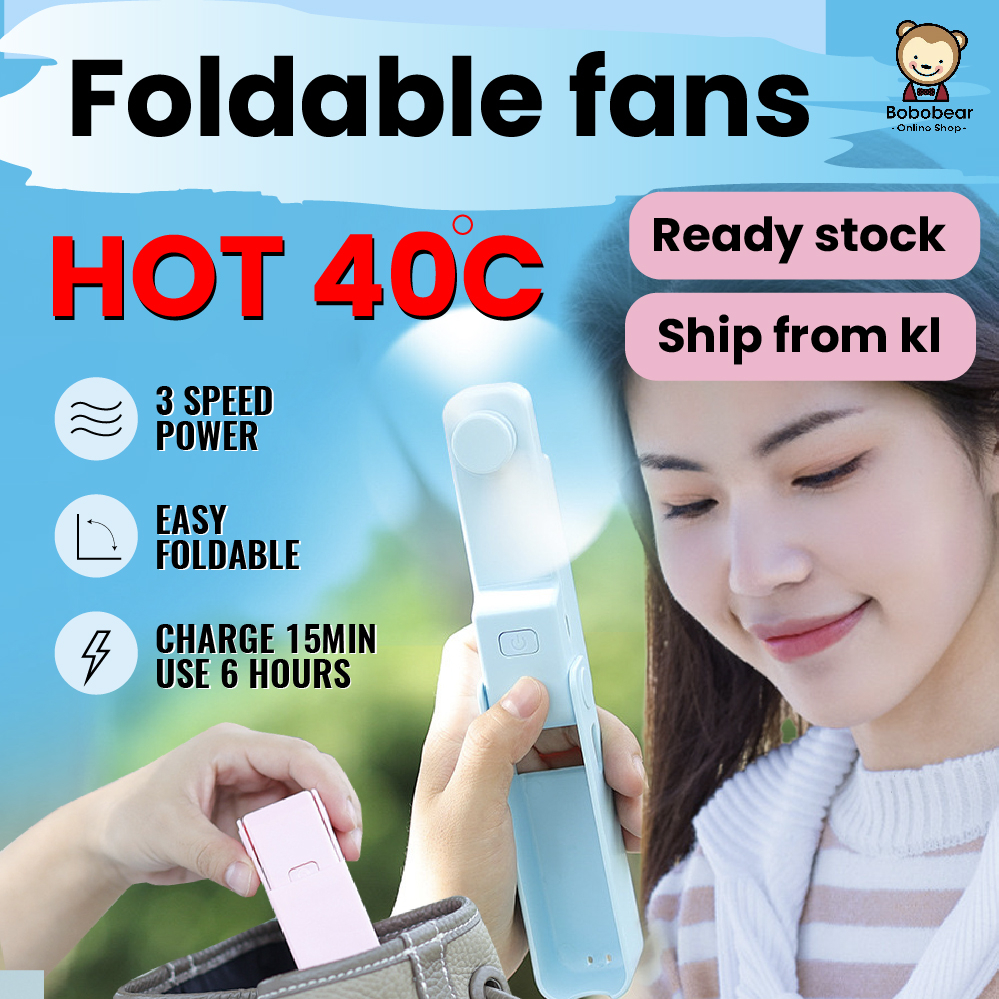 Pocket Fan Mini Electric Fan Portable Handheld Table Fan Meja Kipas USB Rechargeable Foldable Kipas Mini Pocket