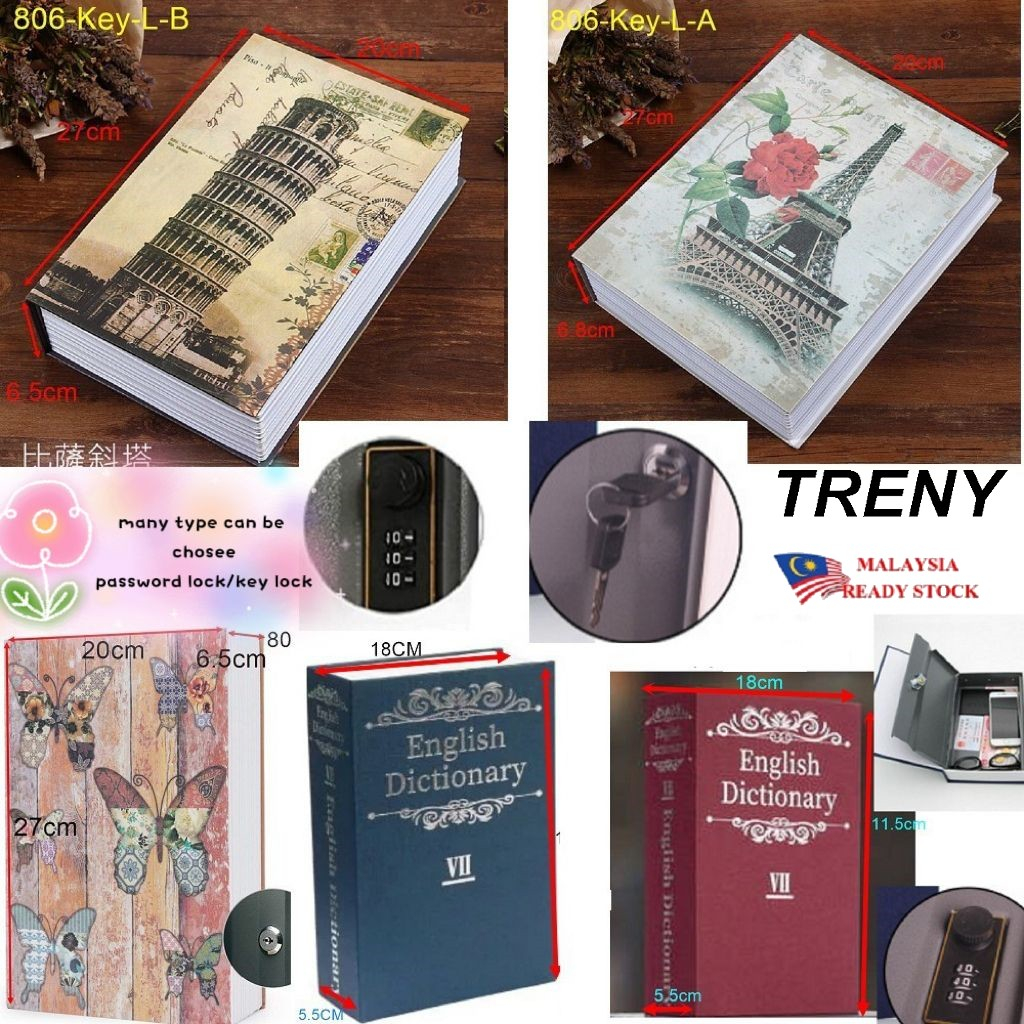 TRENY Secret Safety Box Book Safe Passcode Hidden Storage Anti Theft Lock Security Secret Compartment Portable