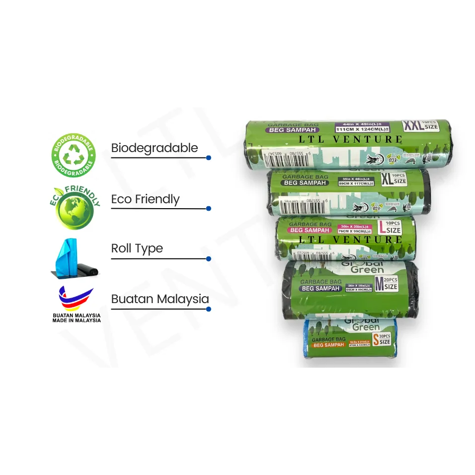 GLOBAL GREEN GARBAGE BAG ROLL [ECO FRIENDLY/BIODEGRADABLE PRODUCT]