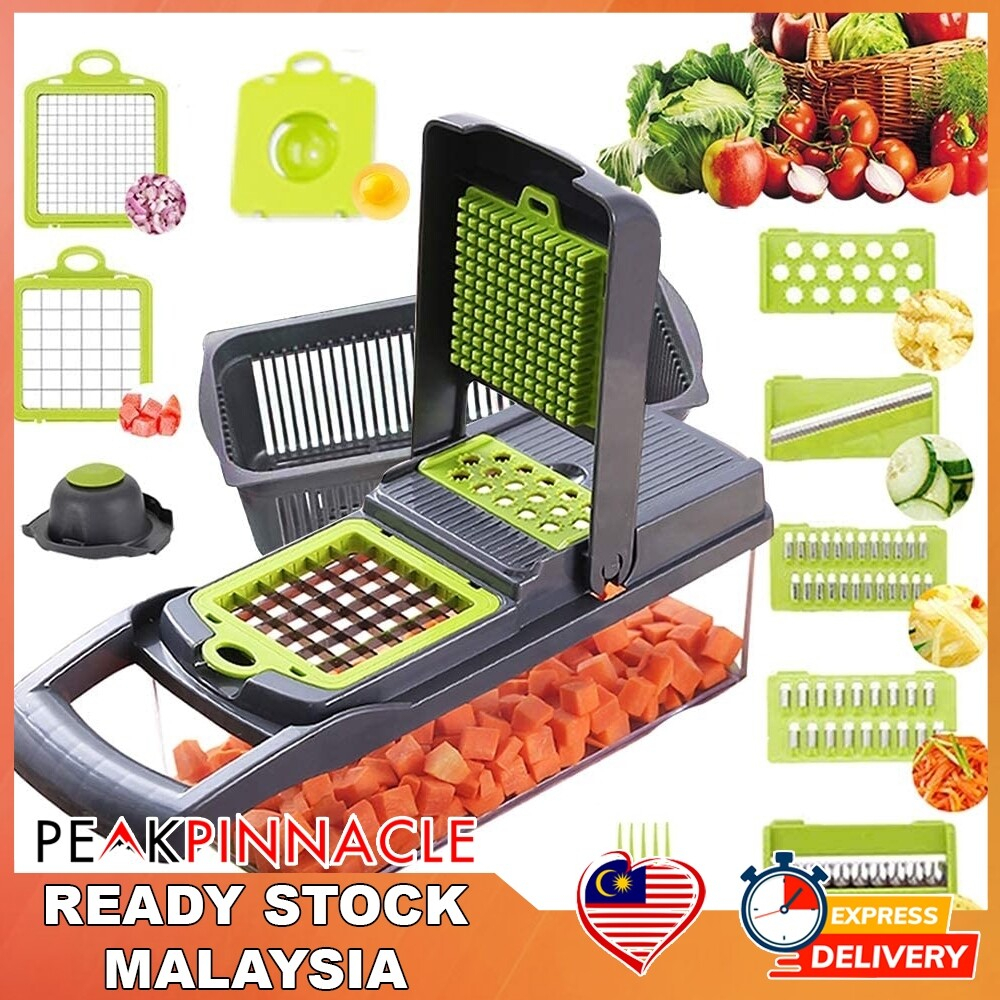 Vegetable Chopper Mandoline Slicer Potato Onion Graters & Cutter 11 in 1 Multifunction Food Chopper Pemotong Sayur