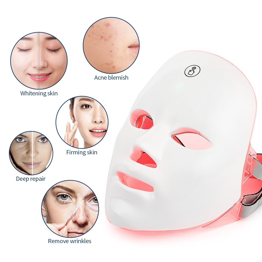 Foreverlily 【1-3 Days Delivery】Rechargeable 7 Colors Led Face Light Therapy LED Facial Mask Light Beauty LED Mask Skin Tighten Rejuvenation Face Care Wrinkle