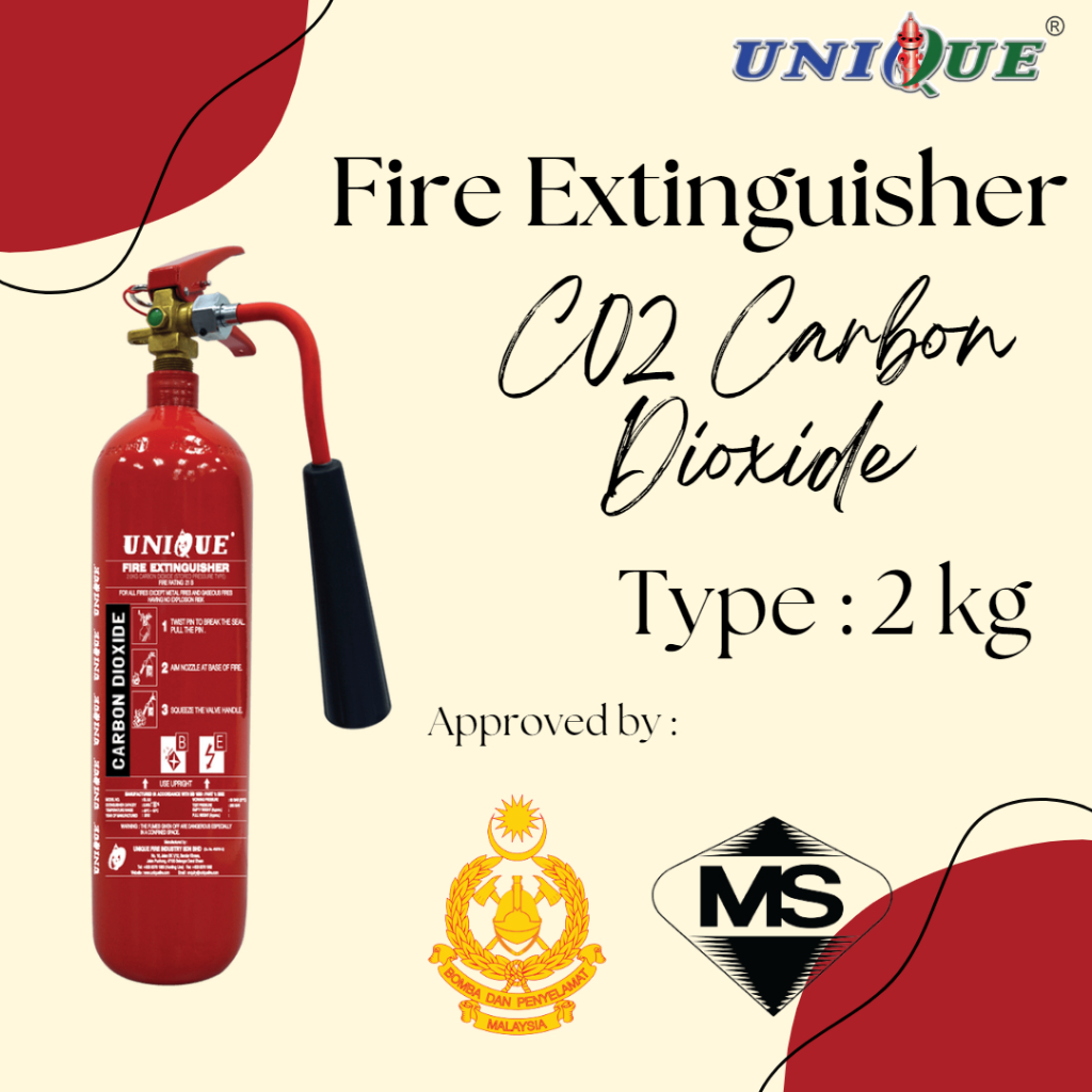 nique Fire Extinguisher C02 2KG Sirim & Bomba Approved Unique 灭火器 C02 2公斤 Sirim & Bomba证书