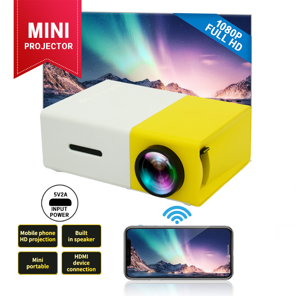 Projector Mini For Phone Portable Home Theater Murah Mini Projektor  Led Projector Proyektor Pico Projector YG300 USB HDMI Laptop Projector Home Cinema 投影儀投影機