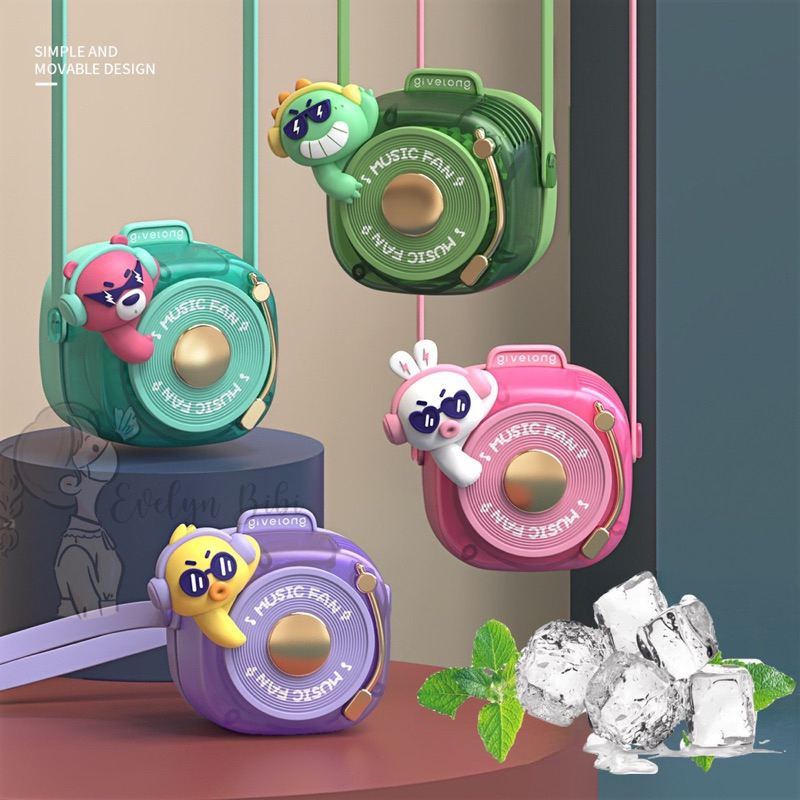 Mini USB Portable Cartoon Neck Fan Kipas Necklace Fan Cute Handheld Fan Mini Cute Personal Fan Kipas Angin 风扇