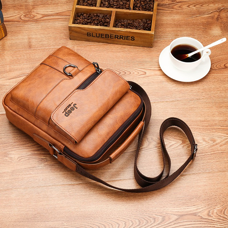 Jeep BULUO Men Sling Messenger Bag Man Crossbody Shoulder Bag Leather Sling Beg Bahu Silang Sandang Lelaki Kulit 1106