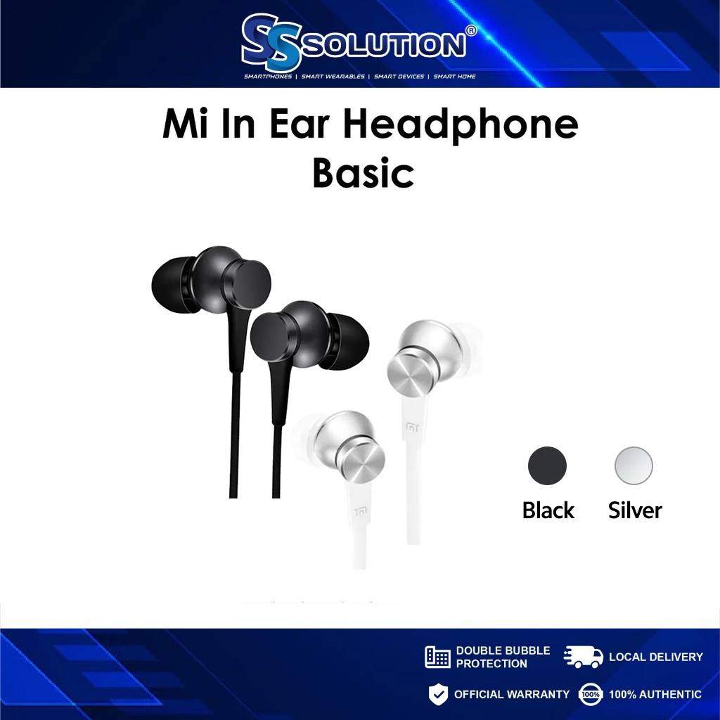 Xiaomi Mi In-Ear Headphones Basic l Sleek aluminum chamber l Tangle-free flat cable l Aerospace-grade metal diaphragm