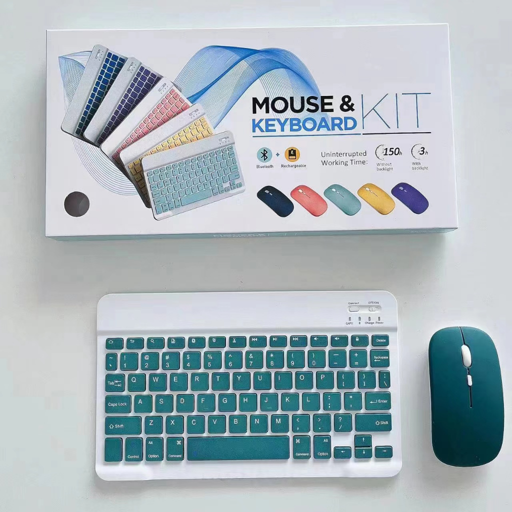 【Local shipment】Wireless Bluetooth Mouse Set Colorful 10 Inch Keyboard For Android/ios/IPad/Macaron/tablet