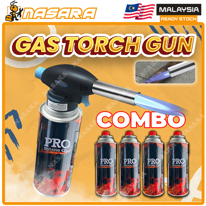 Nasara Multipurpose Gas Torch Gun Camping Butane Gas Burner Welding Flame Gun Baking Cooking Lighter / Pemetik Api / 喷火枪