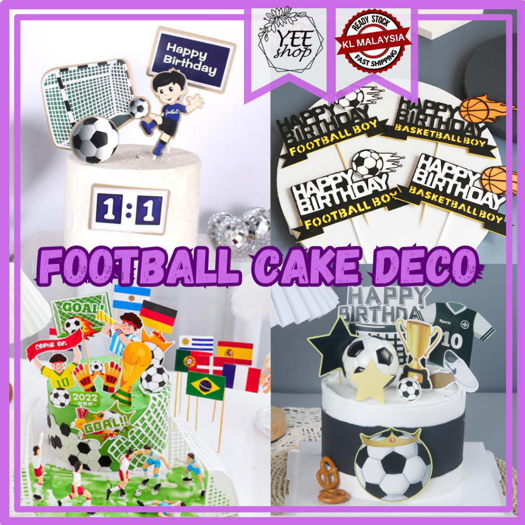 | Cake Decoration | World Cup Football Soccer Basketball Trophy Bola Sepak Cake Topper 世界杯足球篮球球框球鞋纸亚克力插牌男孩生日蛋糕装饰