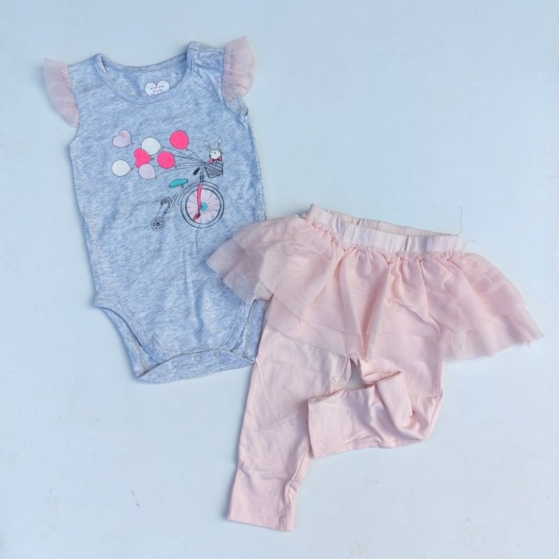 place baby girl cotton romper 2pc(0-18m)