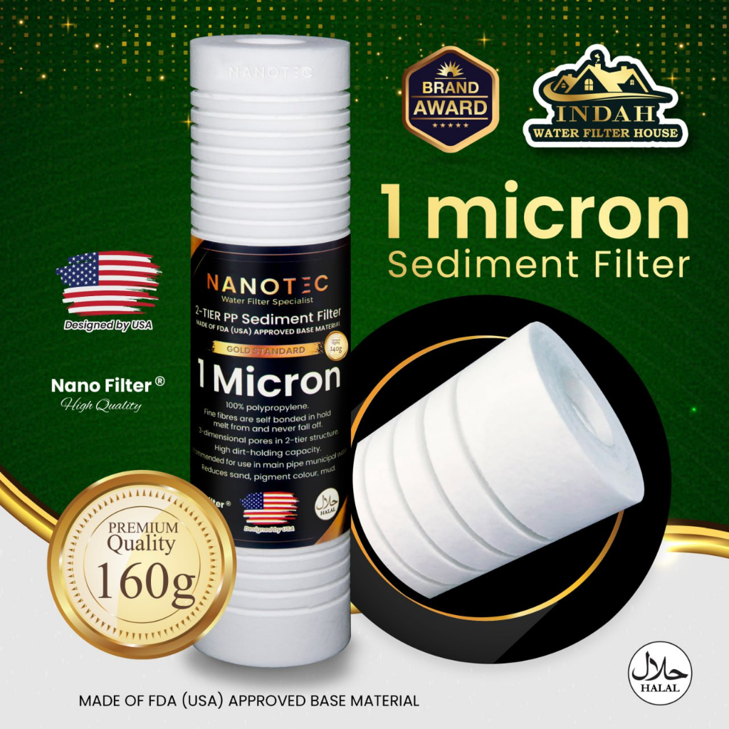 NANOTEC USA Technology 1 Micron PP Sediment Water Filter Replacement Cartridge For Housing Filter / Purifier - GOLD