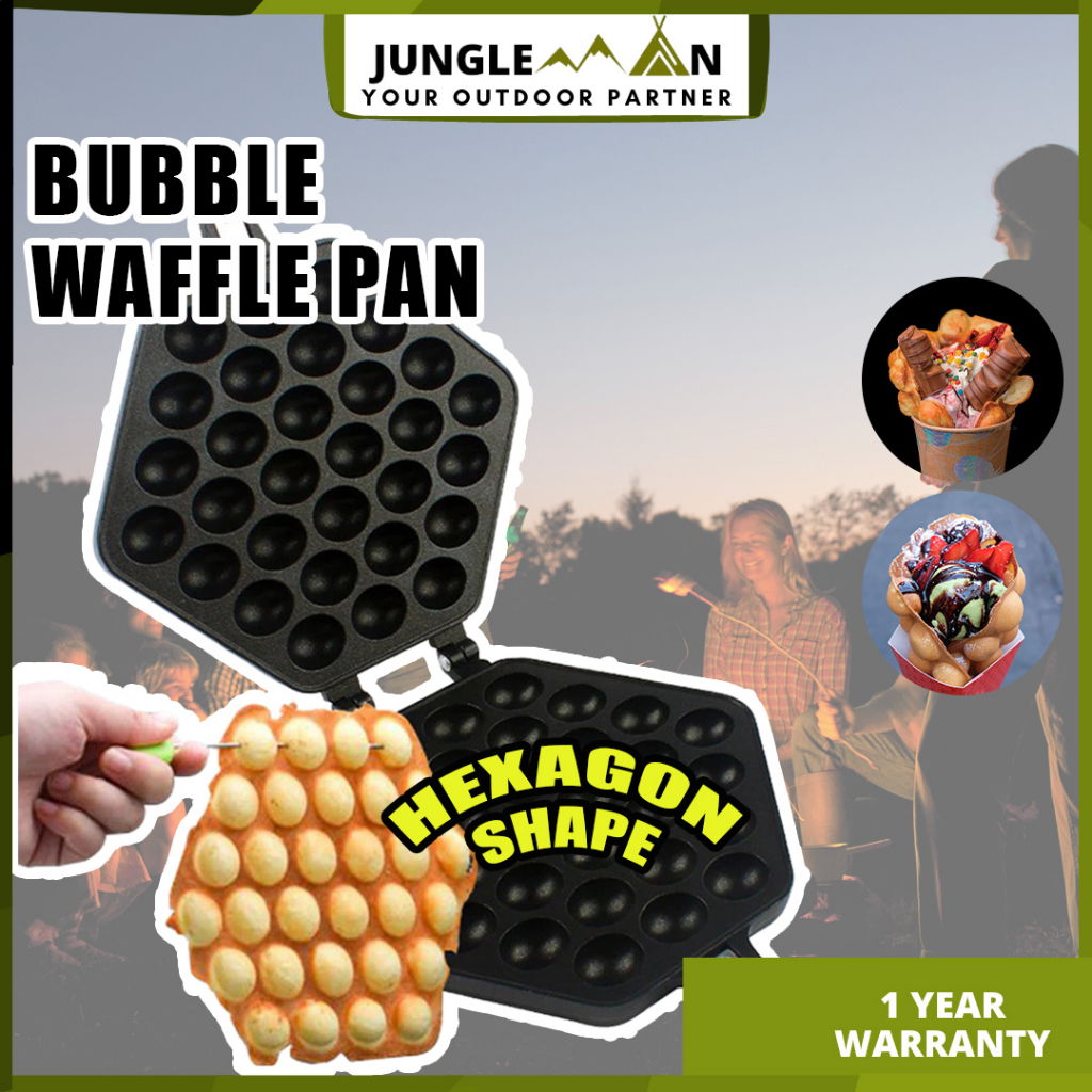 JUNGLEMAN Non Stick Pan Egg Waffle Pan Camping Bubble Waffle Maker Eggette Maker Gas Outdoor Camping Pancake 鸡蛋仔模具