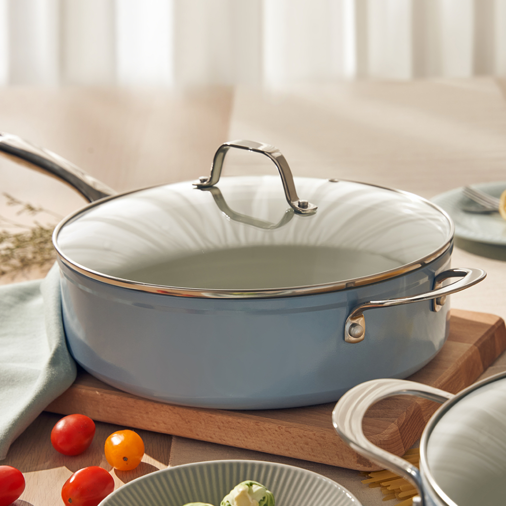 [Blue Pea] 28cm Cosmo Pan (4.6L) - Cosmic Cookware Non-toxic, Swiss Made Non-stick Ceramic Coating, FDA Approved[