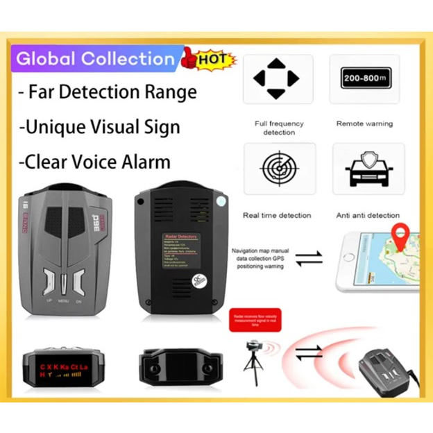 ⭐CAR RADAR SPEEDING SIGNAL MULTIPLE BANDS DETECTOR + ALERT WARNING BROADCAST