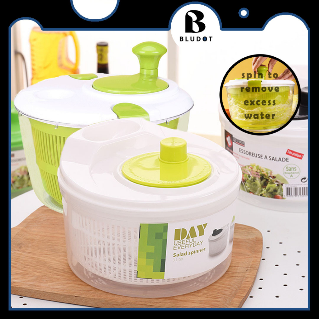 SALAD SPINNER PEMUTAR SALAD WASHER DRYING SALAD DEHYDRATOR WATER DRAIN BASKET