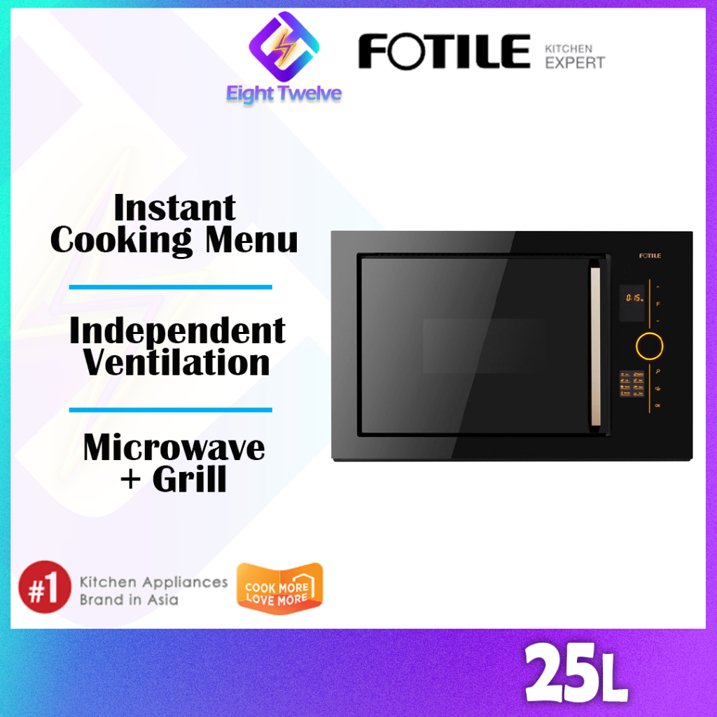 25L FOTILE Built-in Microwave Oven + Grill Feature | HW25800K-C2GT