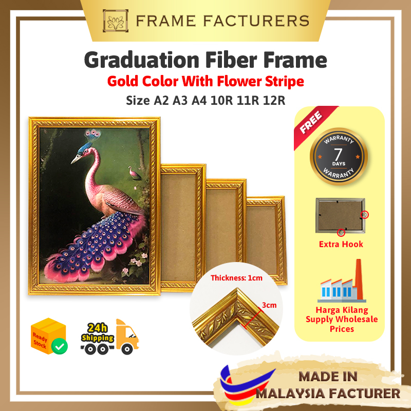 Photo Frame A3-12R Gold Color Fiber Frame For Graduation & Certificate Picture Frame Bingkai Gambar Dinding Frame Sijil