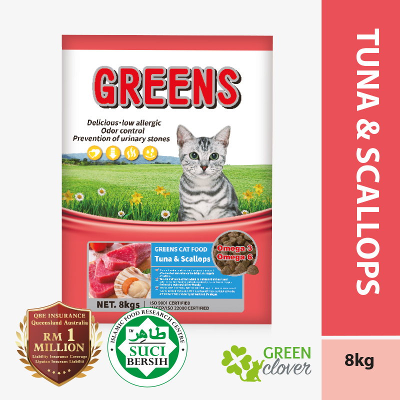 Greens Cat Food Tuna & Scallop 8kg Makanan Kucing