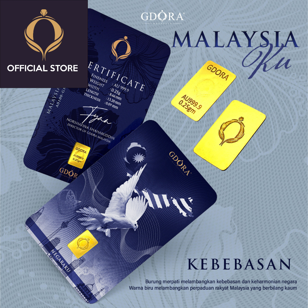 GDORA Gold Bar Malaysiaku Kebebasan 0.25gram 999.9