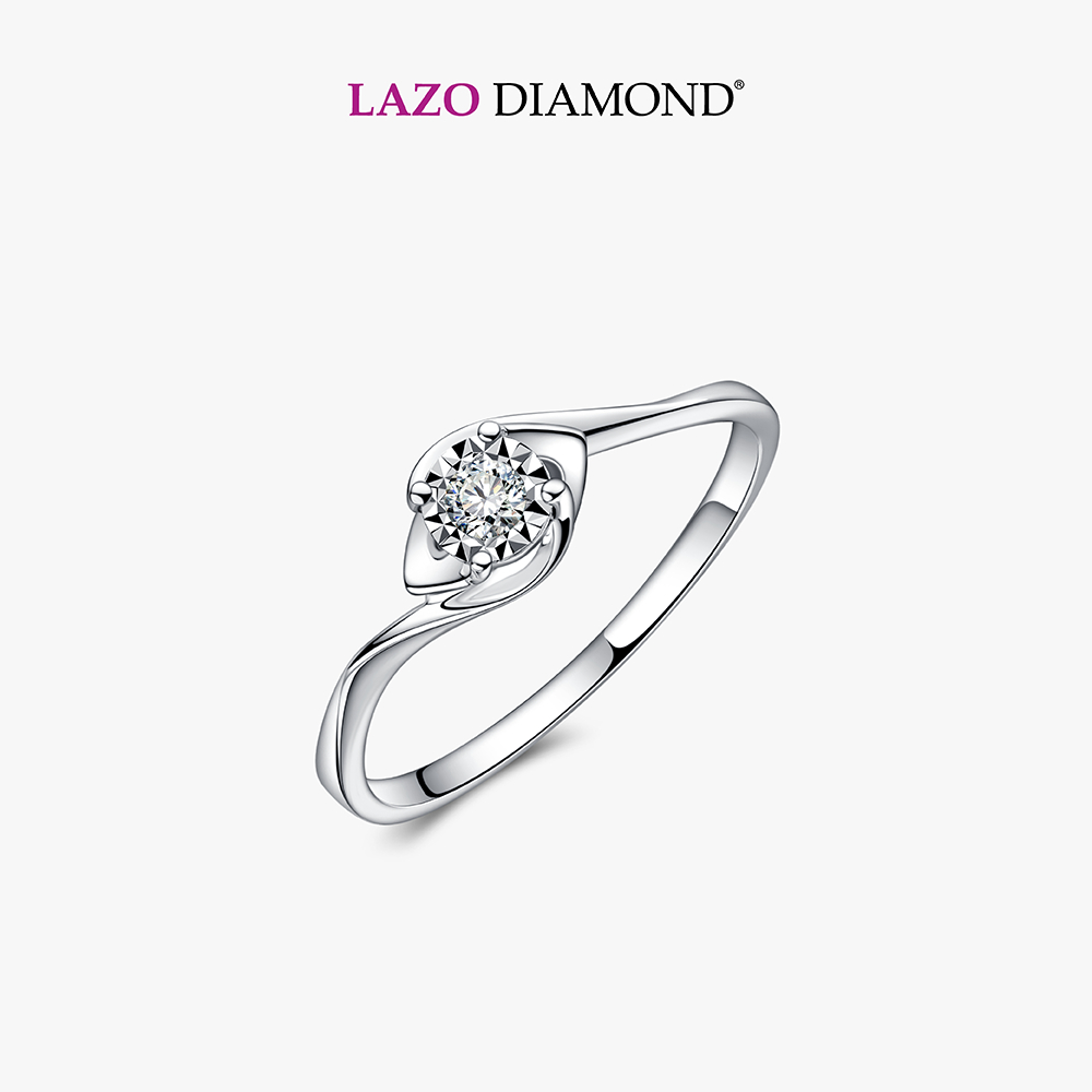 LAZO DIAMOND Swirl Quote Miracle Set Diamond Ring in 9k White Gold