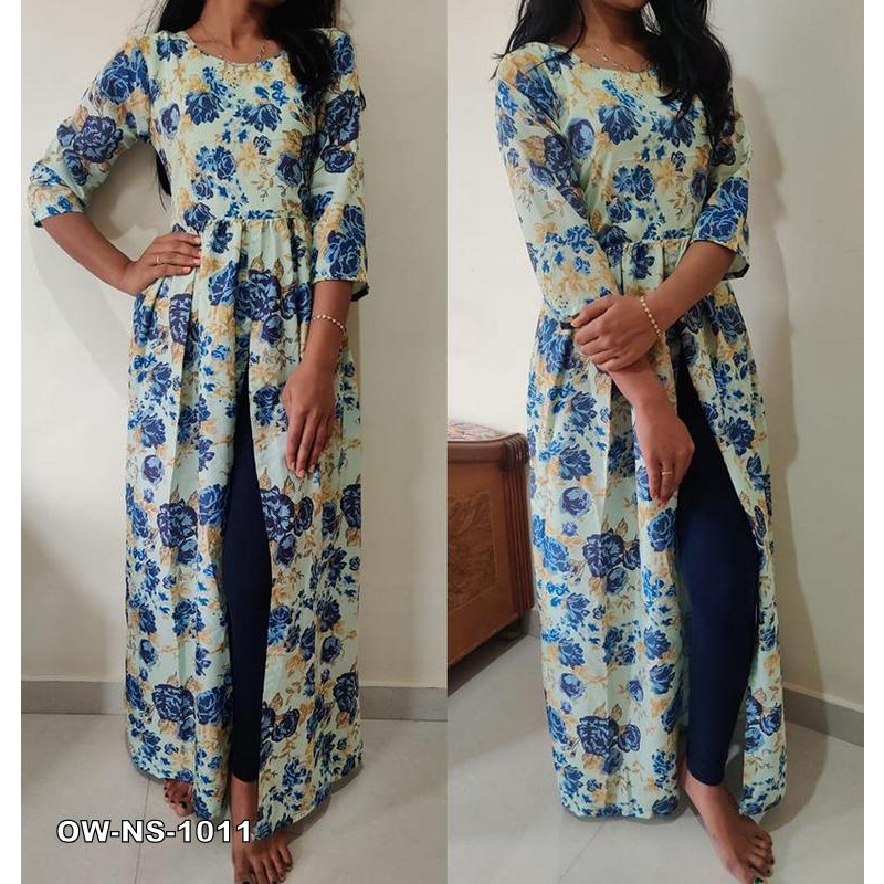 XS To 6XL Flower Print Front Slit Cut Celebriti Gown