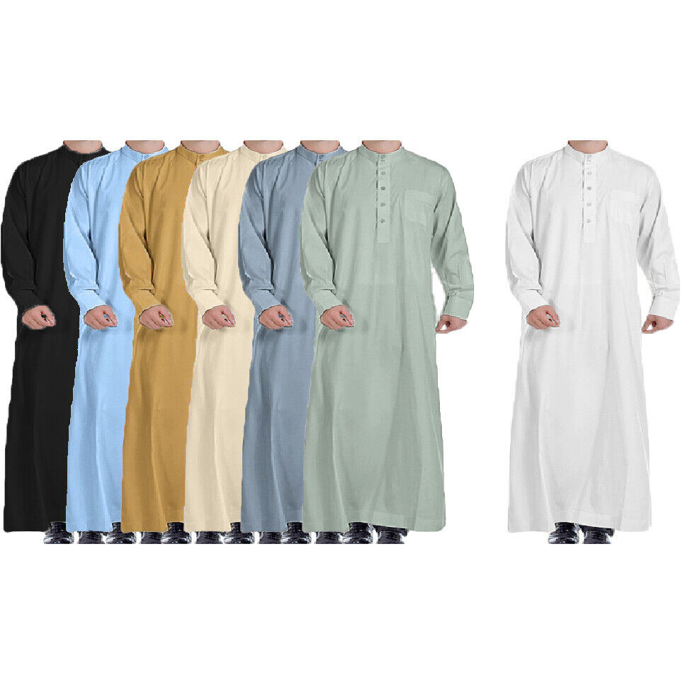 Desert Dress Saudi Color Thobe Robe Jubbah Luxury Raya Uae Qatar Imam Jubba Mens Ramadan Eid Umrah Hajj Islamic Gift