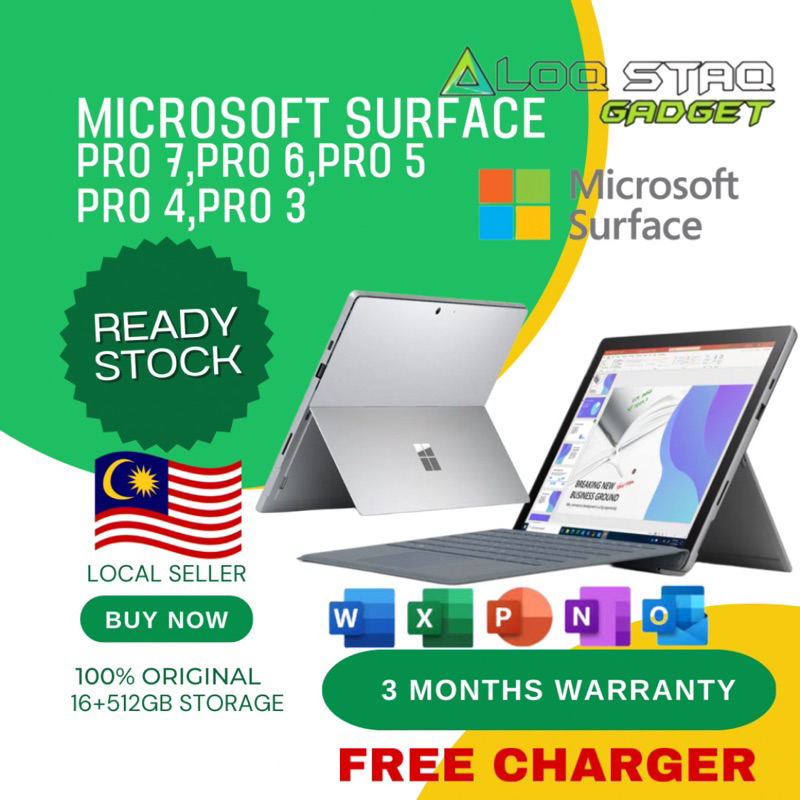 MICROSOFT SURFACE Pro 7/Pro 5/Pro 4/Pro 3/Go/Go 2 Window 10 Intel i7/i5/M3 Processor Tablet 2in1 Laptop