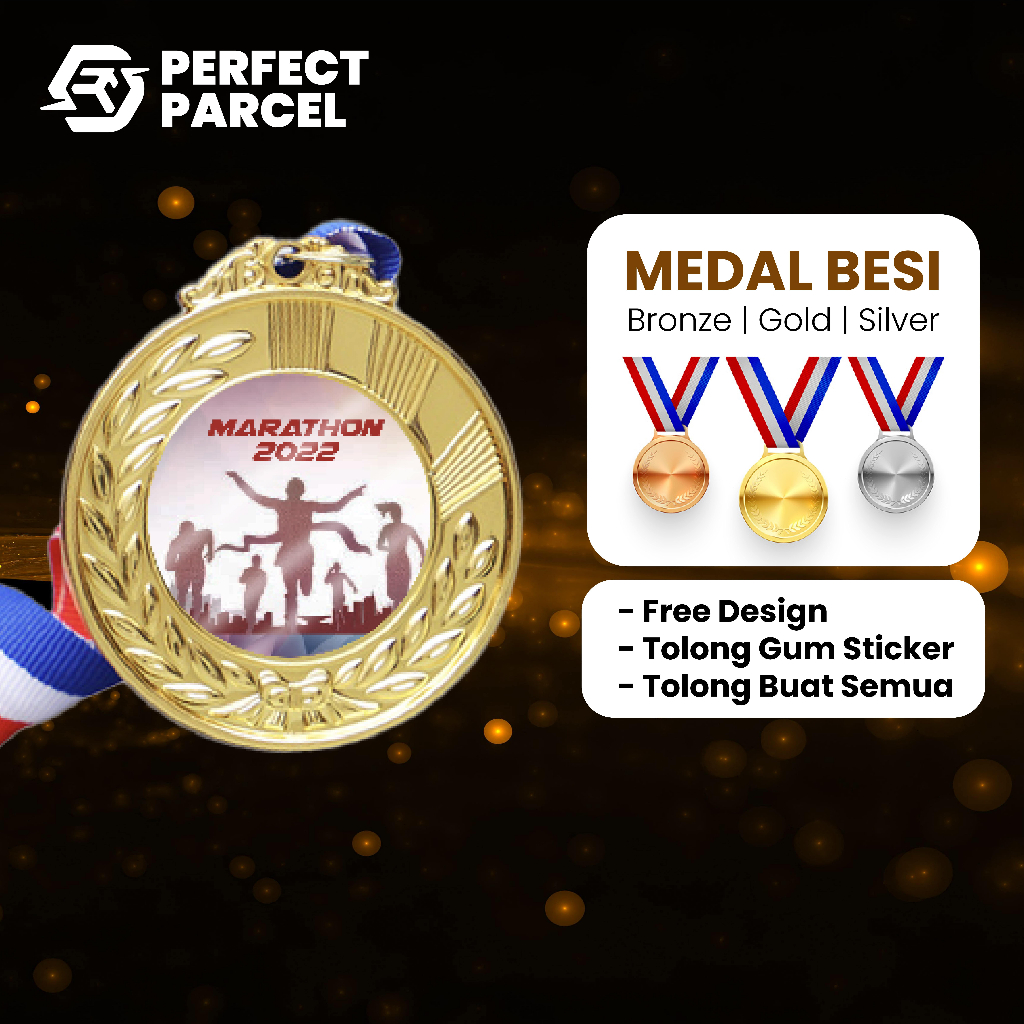 Free Design METAL Medal Both Side Sticker Medal Besi with Ribbon Alloy Gold Silver and Bronze