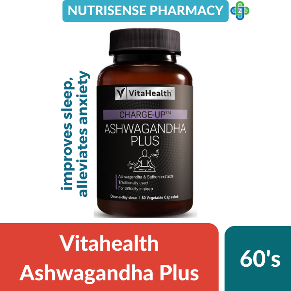 VITAHEALTH ASHWAGANDHA PLUS VEGECAPS 60'S [Improves Sleep & Mood]