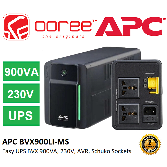 APC BVX900LI-MS BVX 900VA, 230V EASY UPS AVR UNIVERSAL SOCKET WITH BATTERY BACKUP * UNINTERRUPTIBLE 