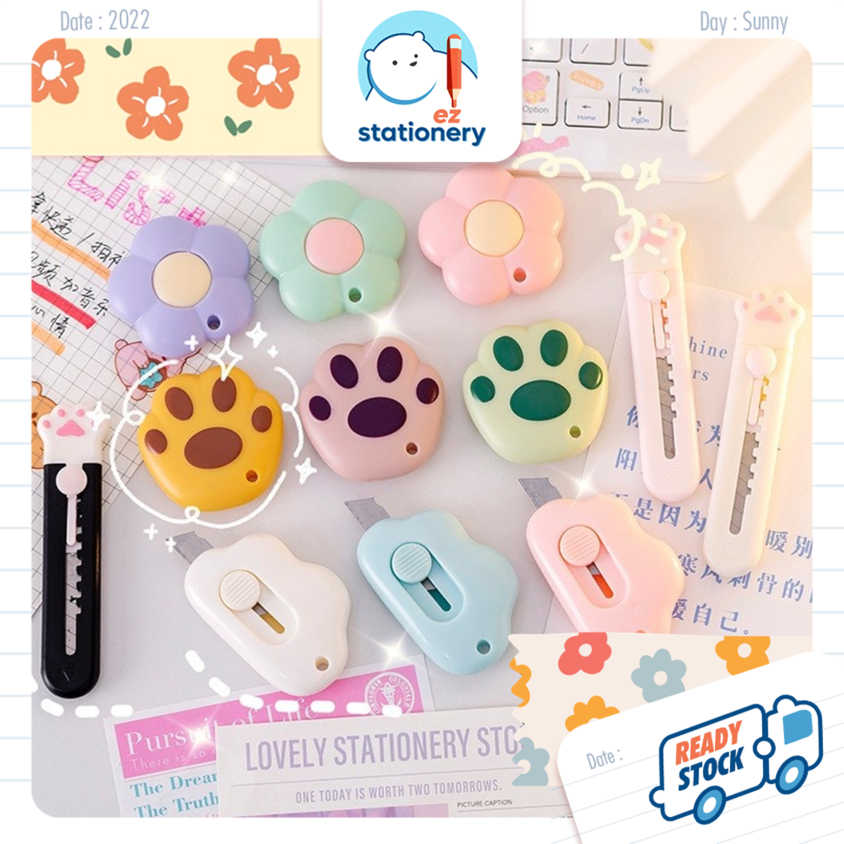 Ready Stock Cute Mini Paper Cutter Cloud Paw Cat Claw Mini Art Pen Knife Comel Pisau Kecil Student Office Stationery