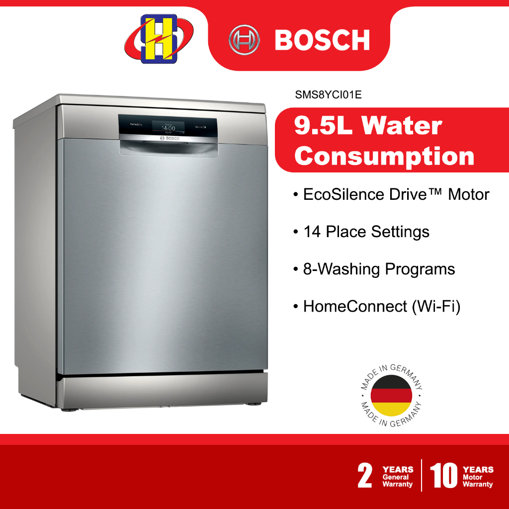 Bosch Dishwasher (14-Place Setting) EcoSilence Drive PerfectDry HomeConnect Freestanding SMS8YCI01E